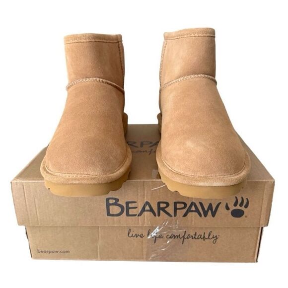 Bearpaw Tan Suede Ankle Boots Alyssa Iced Coffee Ankle Boots Suede Upper Size 11 - Picture 4 of 15